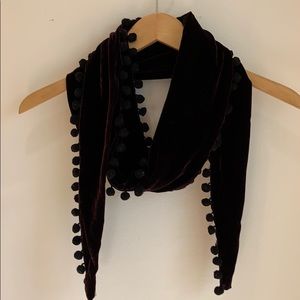 Purple velvet scarf, Pom Pom trim, Nordstrom